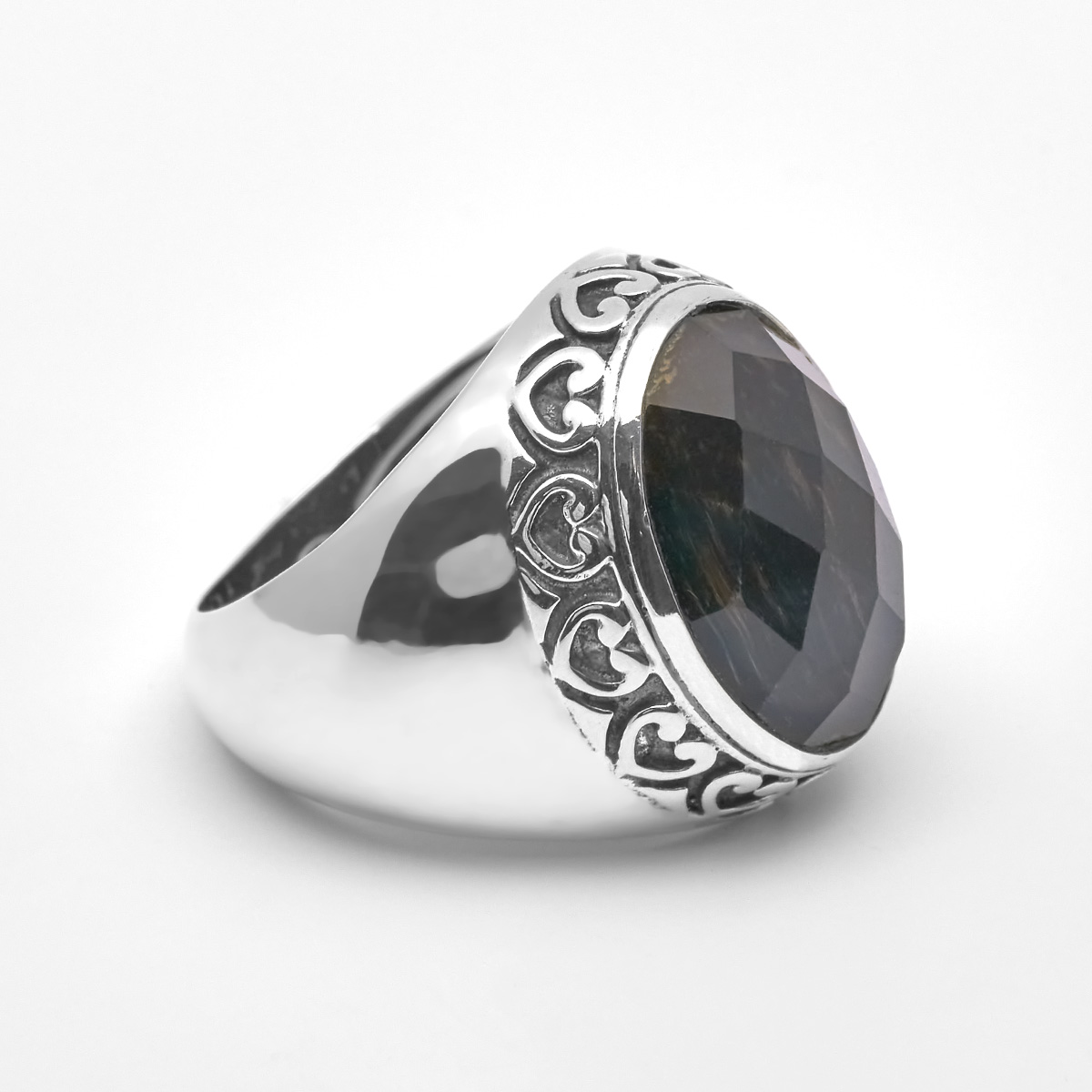 Bague onyx argent Heart chevalière